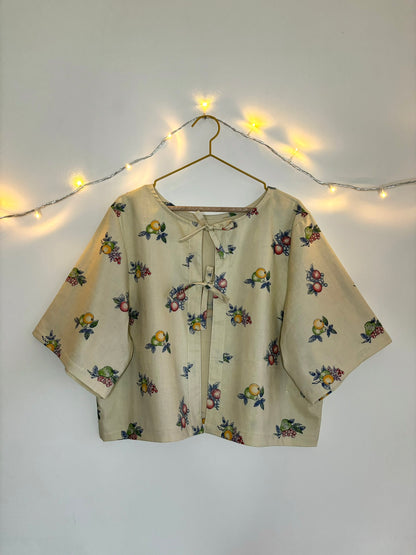 T'other Way Tie Top in Vintage Fruit Cotton