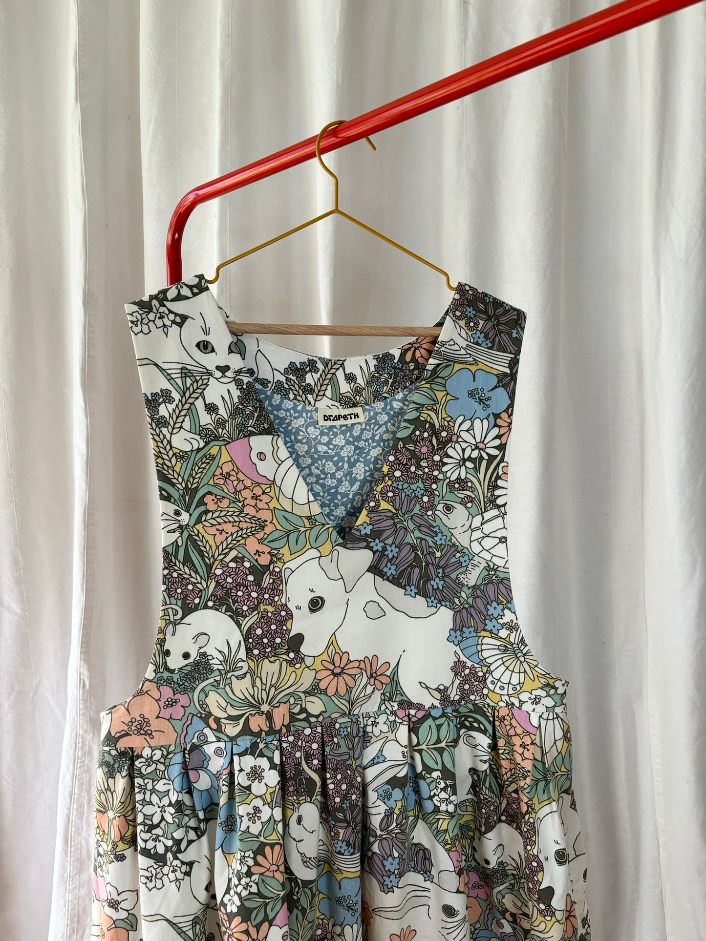 Hebden Pinafore in Vintage Sanderson 'Spot and Friends' - UK 16-18