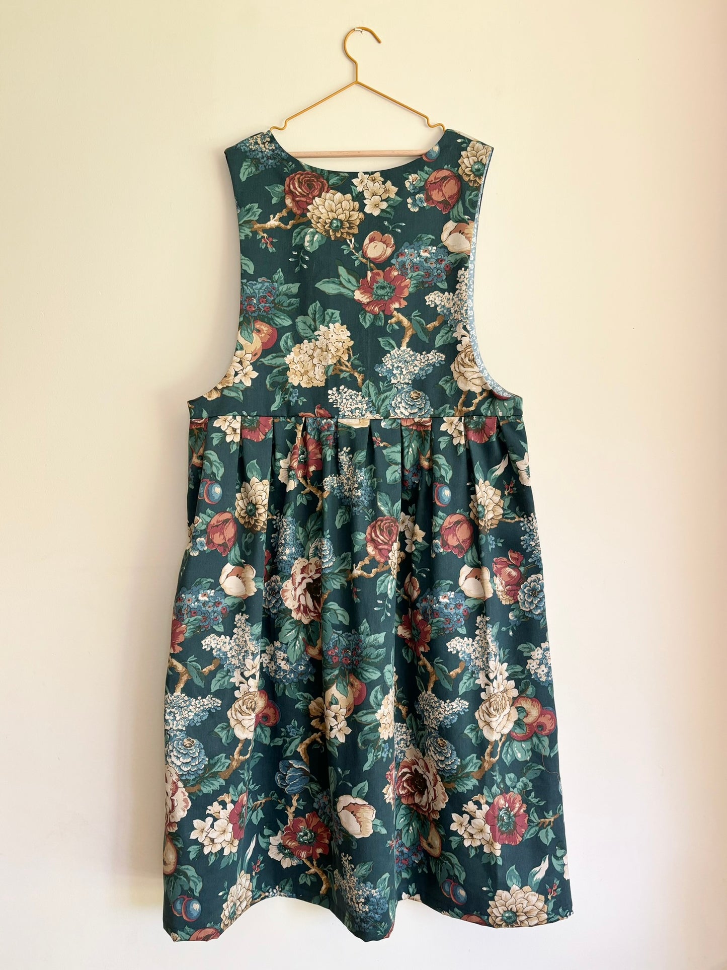 Hebden Pinafore in Vintage Teal Floral - UK 20-22