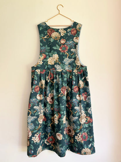 Hebden Pinafore in Vintage Teal Floral - UK 20-22